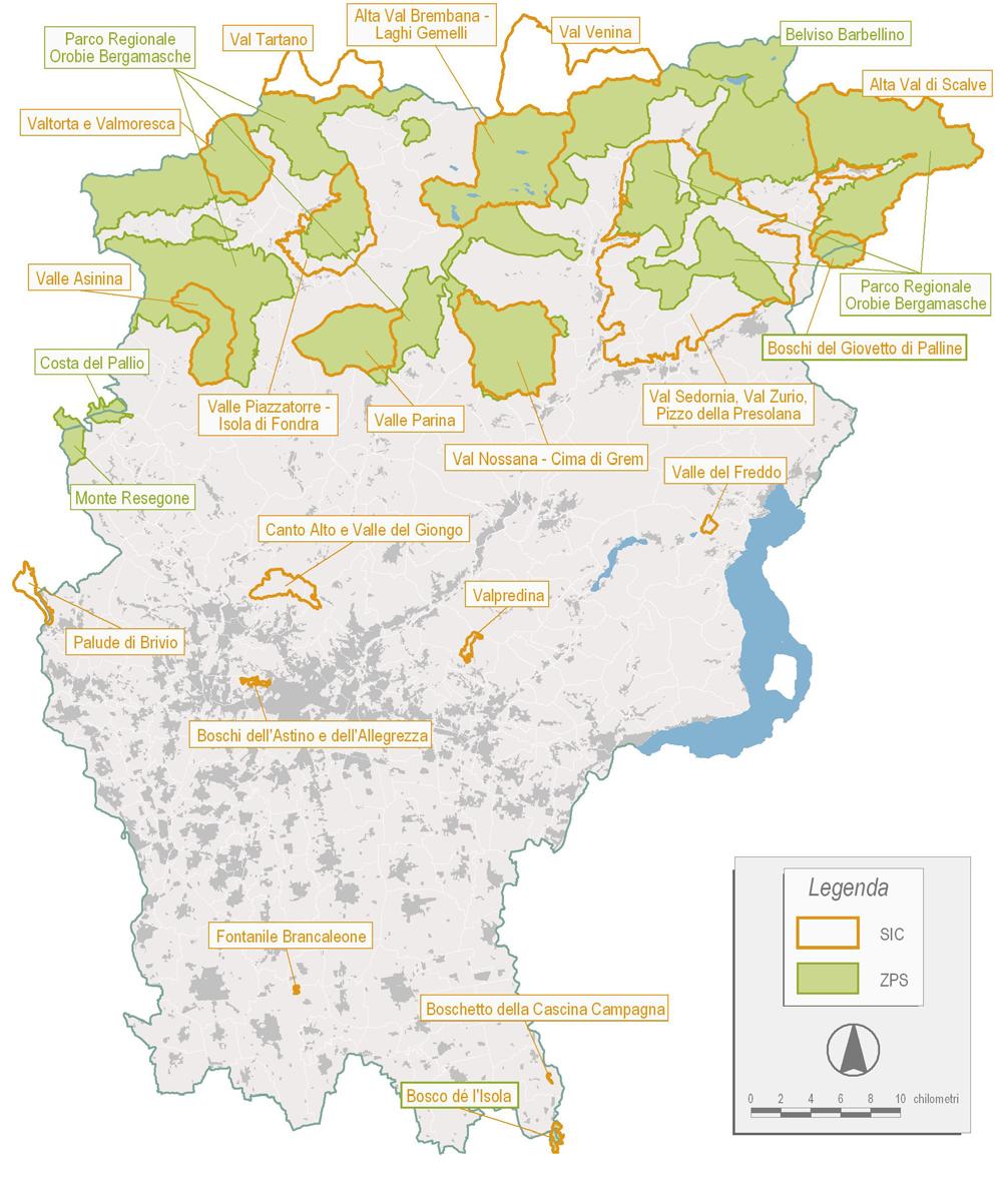 Figura 5-1. Distribuzione dei SIC e delle ZPS sul territorio provinciale.