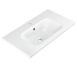 INTEGRATI / PLANET Marmoresina Lavabo in marmoresina, 1 vasca tonda, con troppo pieno integrato e foro per miscelatore Lunghezza 60 cm Bianco Lucido BL MAR L PLAN 0003