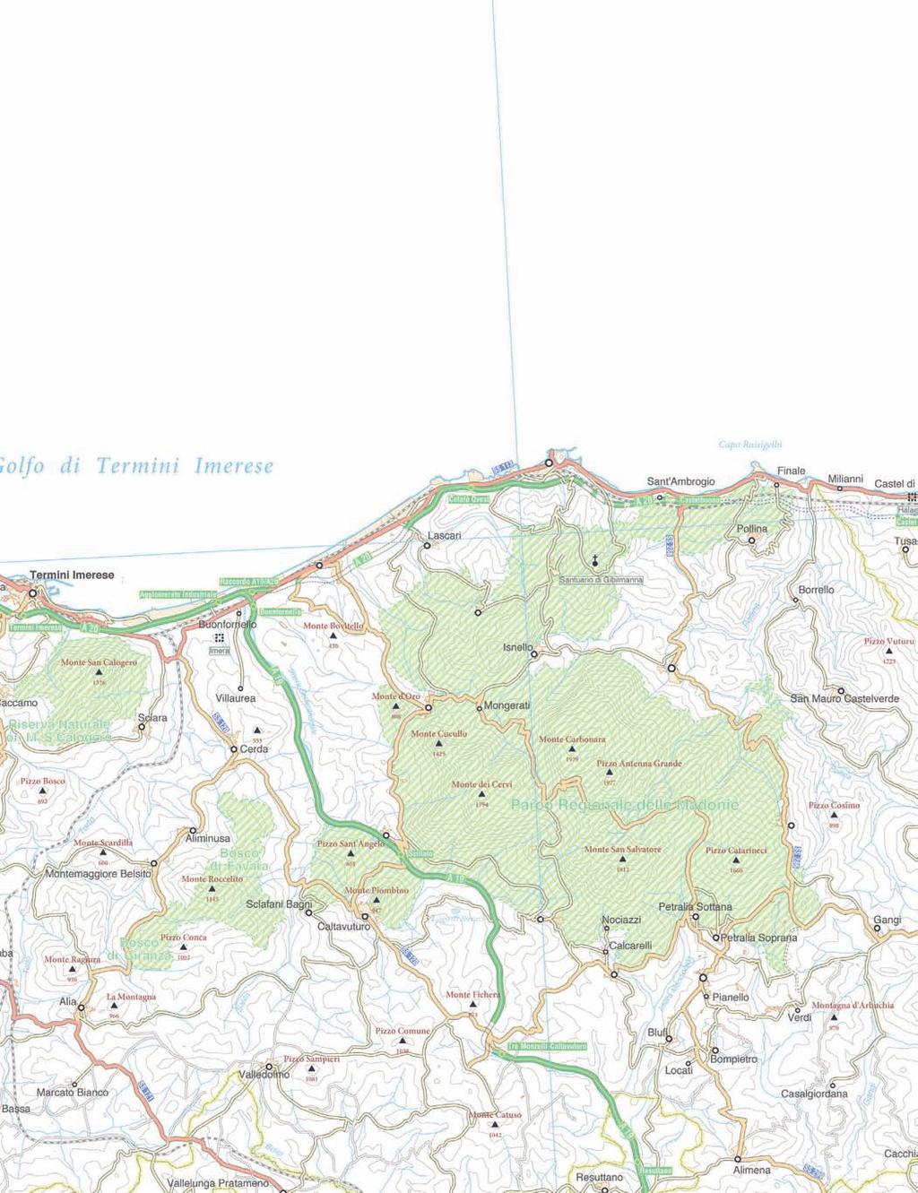 Cartina 1 a Tappa - 6 Maggio Map 1 st Leg - 6 May Sulle strade delle Madonie - km 330 Cefalù Campofelice di Roccella