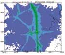 FIGURA 13: mappa della concentrazione media al suolo di NOX sul dominio locale ; a partire da sinistra: contributo di sorgenti puntuali, lineari ed areali.