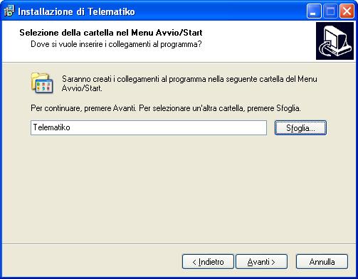 Scegliete il percorso di instalazione di TelematiKo; per garantire la vostra sicurezza si consiglia di installare Telematico su un