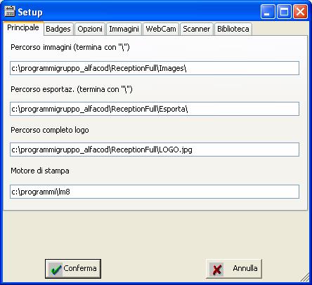 Pagina 33 CONFIGURAZIONE RECEPTION Cliccando sulla voce di menu Configurazione si avvia una maschera composta da pi linguette che permette di personalizzare la configurazione base di Reception