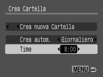 Le immagini che verranno scattate verranno salvate nella nuova cartella. Creazione di cartelle per data e ora È possibile impostare la data e l'ora per la creazione di cartelle.