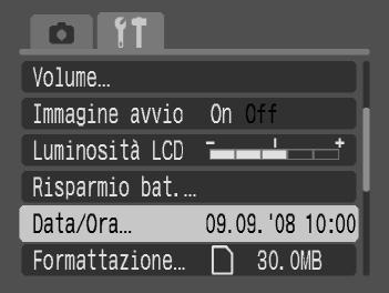 Modifica della data e dell'ora Impostazione della data e dell'ora È possibile modificare la data e l'ora in base alle proprie esigenze. Visualizzare i menu. Premere il pulsante.