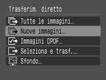 Trasferimento delle immagini su un computer Trasferimento delle immagini con la fotocamera Selezionare [Nuove immagini]. Premere i pulsanti op per selezionare [Nuove immagini].