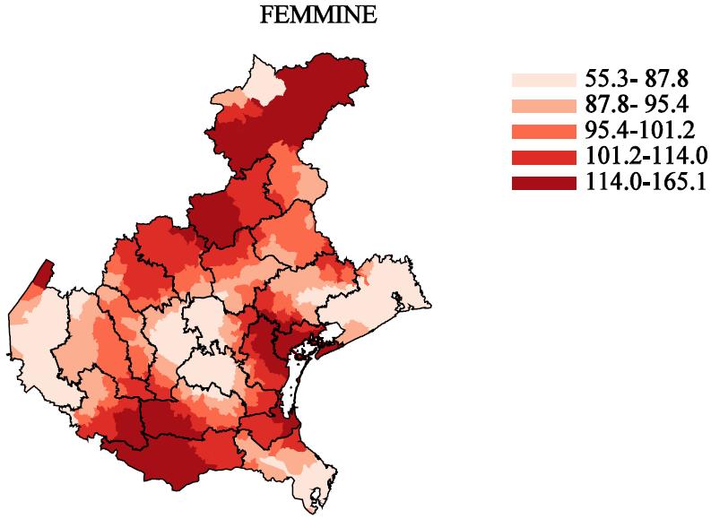 Mortalità per malattie del fegato Mappa della mortalità su base comunale; stime