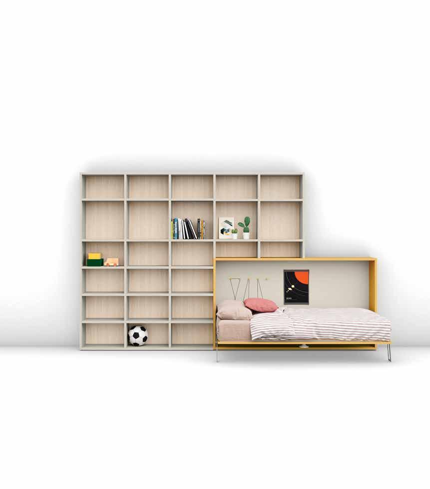 NIDI DESIGN SPACE FOR CHILDREN UPDATE 2018 SPACE 8 LETTO A RIBALTA / DROP-DOWN BED Il letto a ribalta integrato alla libreria è la soluzione salvaspazio per