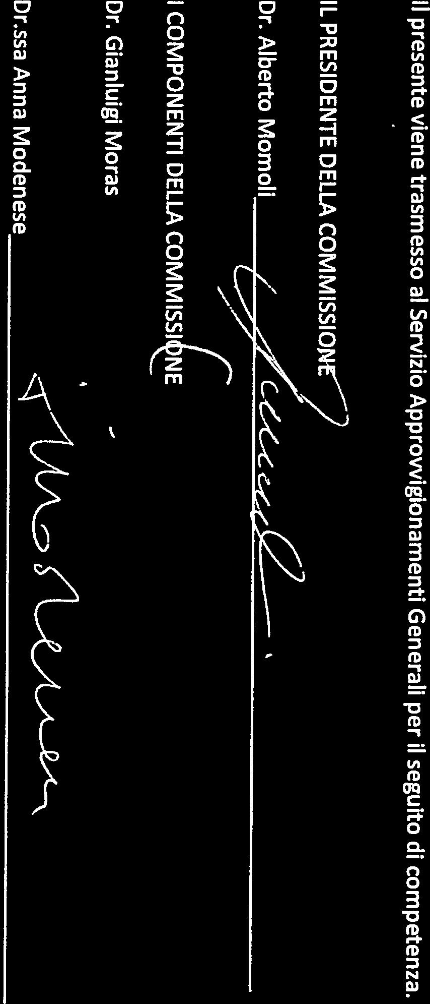 00 I componenti Ia Commissione, nel concordare in merito alle decisioni prese, terminano a seduta II presente viene trasmesso al Servizio Approvvigionamenti Generali per ii seguito di competenza.