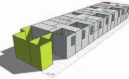 Modello energetico della stecca residenziale con individuazione delle zone termiche pagina a fronte