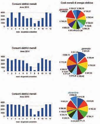 222 soluzioni innovative di risparmio energetico lucia ceccherini nelli sopra Consumi elettrici mensili del triennio 2013-15 sotto grafico sul confronto dei consumi elettrici mensili del