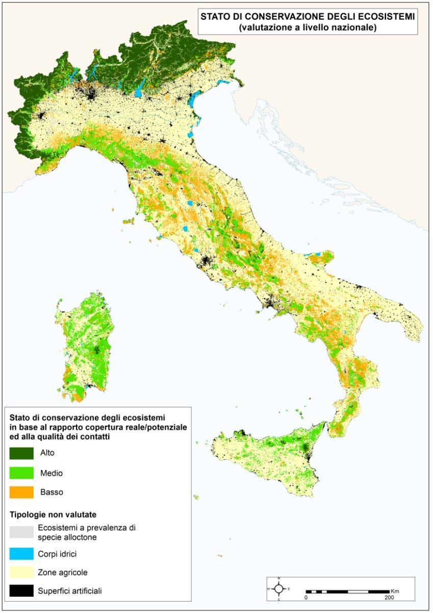 Valutazione dello stato di conservazione degli ecosistemi 19 Ecosistemi ad