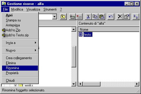 Operazioni sul File System Rinominare un