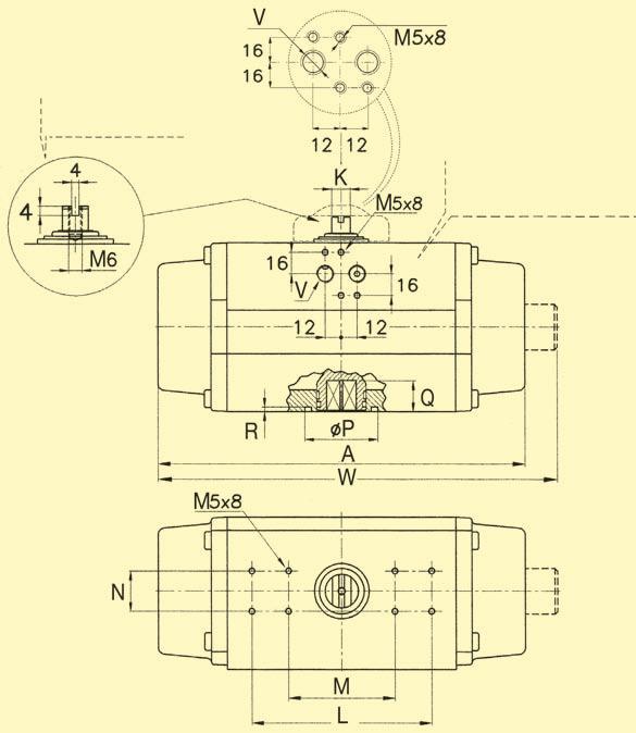 SERIE AP AP SERIES Estremità albero VDI/VDE 3845 Top pinion VDI/VDE 3845 Connessione per elettrovalvola NAMUR NAMUR connection for solenoid valve Solo per AP 1-2 - 3-3.5-4 - 4.5 For AP 1-2 - 3-3.