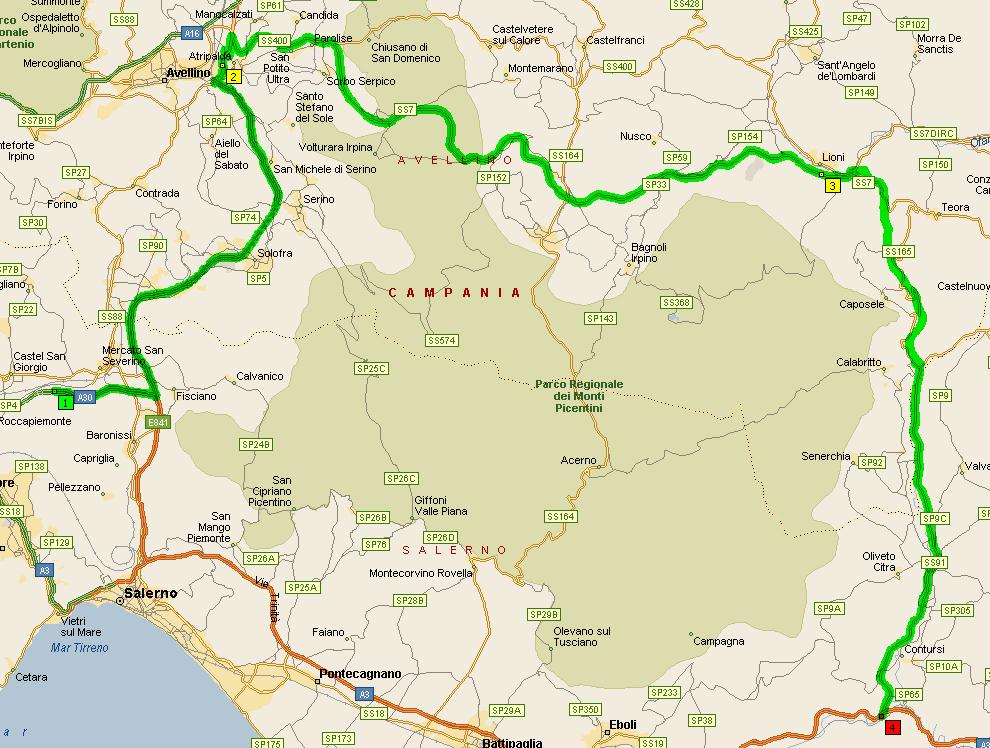 A/3 Napoli - Reggio Calabria tratto A30 Barriera Salerno - A3 Contursi Uscita: A30 barriera Salerno Entrata: A3 Contursi