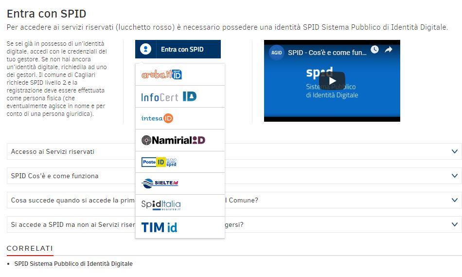 ACCESSO ALL'AREA RISERVATA Partendo dalla Home Page del sito web del Comune di Cagliari