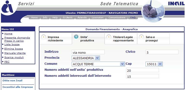 sistema, relativo a % di lavoratori coinvolti nell intervento.