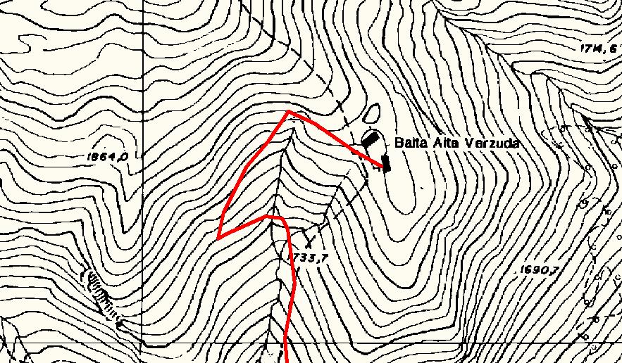 BG118-040: l intersezione avviene in un punto, anch esso molto in alto, vicino alla Baita Alta Verzuda, nel tratto più elevato