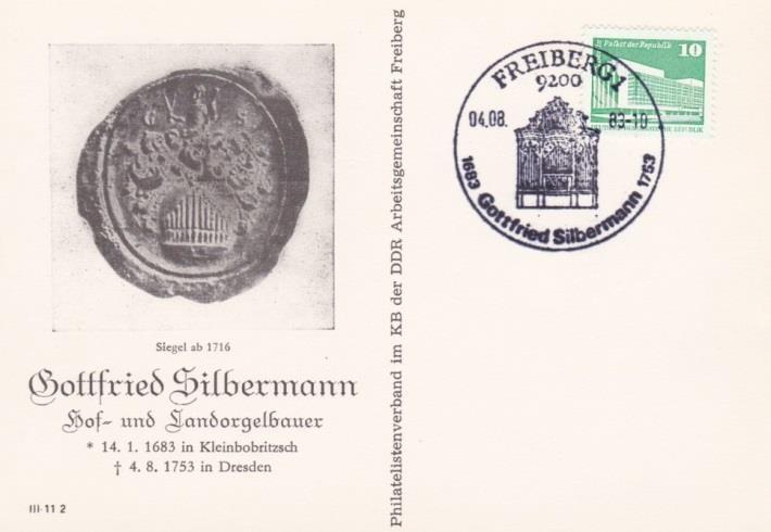 La città di Freiberg possiede orgogliosamente ben tre organi Silbermann oltre a quello citato: uno strumento a due