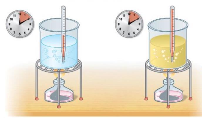 La variazione di temperatura dipende dalla sostanza Fornendo la stessa quantità di calore a due sostanze diverse, esse raggiungono temperature diverse.