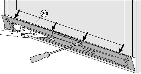 w La protezione impedisce allo snodo di chiudersi a scatto. u Staccare la copertura Fig. 5 (5) lato cerniera servendosi di un cacciavite fino al primo bloccaggio. w Il perno diventa visibile.