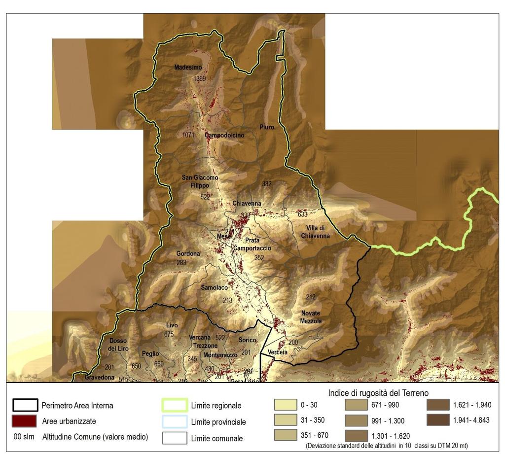 PARTE PRIMA Analisi e Descrizione Aspetti di carattere territoriale dell area di progetto 1 Zona altimetrica Montagna interna Tutti i comuni Altezza Minima 199 s.l.m. Verceia Altezza Massima 3.279 s.