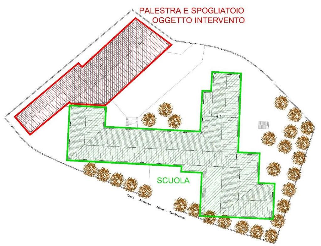 Descrizione dello stato di fatto Il fabbricato di cui trattasi è posto su un unico piano fuori terra con ingresso sia da Via San Benedetto, sul lato sud-ovest, sia da Piazza Maestro di Marradi, sul