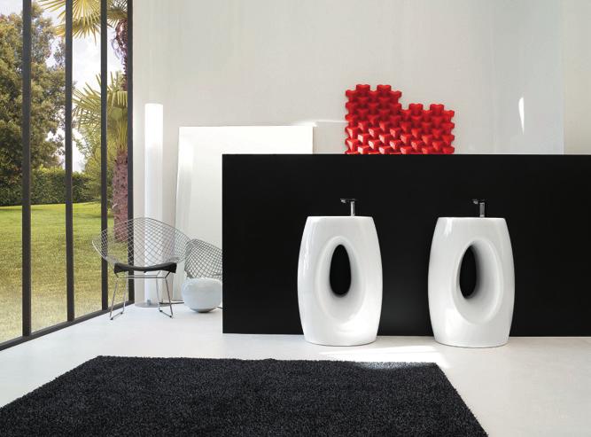 85 2200 HLL001 01;50 HALL (Ceramic) lavabo a muro bianco&nero back to wall washbasin black&white 47