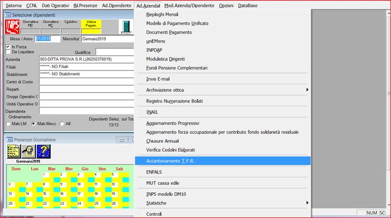 TFR Si consiglia di effettuare una stampa senza memorizzazione per il controllo dei dati.