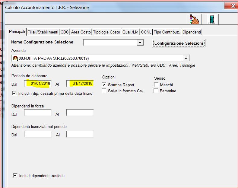 prima dell aggiornamento progressivi del mese di Gennaio 2019. selezionare l azienda selezionare il periodo: 01/01/2018 al 31/12/2018.