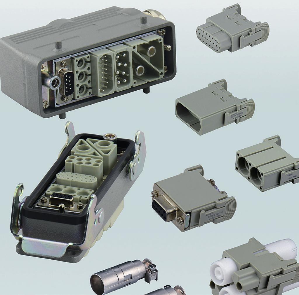 Sistema modulare HMN SISTEMA MODULARE HMN Elevata flessibilità e possibilità di personalizzazione Combinazione di tecnologie diverse in un connettore: Alimentazione, segnale, pneumatico, RJ45, DSub,