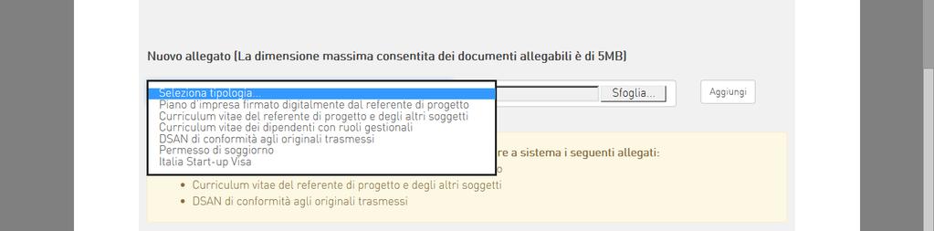 31). Figura 30 Domanda caricata Figura 31 Domanda e allegato caricati Solo dopo aver caricato la domanda, sarà possibile visualizzare e selezionare dal menù