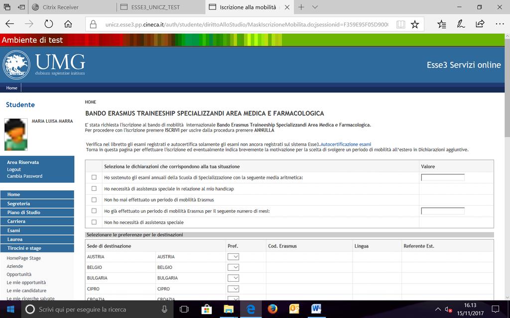 Gli Specializzandi dell Area Medica e Farmaceutica devono flaggare il requisito Ho sostenuto gli esami