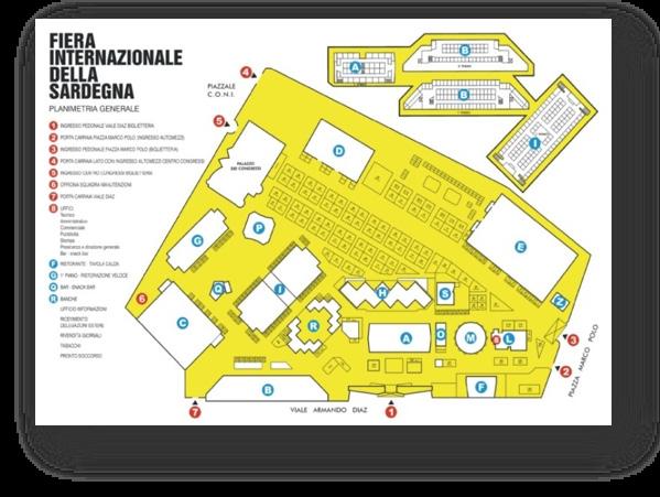 Il quartiere Fieristico occupa un area complessiva di 12 ettari, situata al centro di Cagliari.