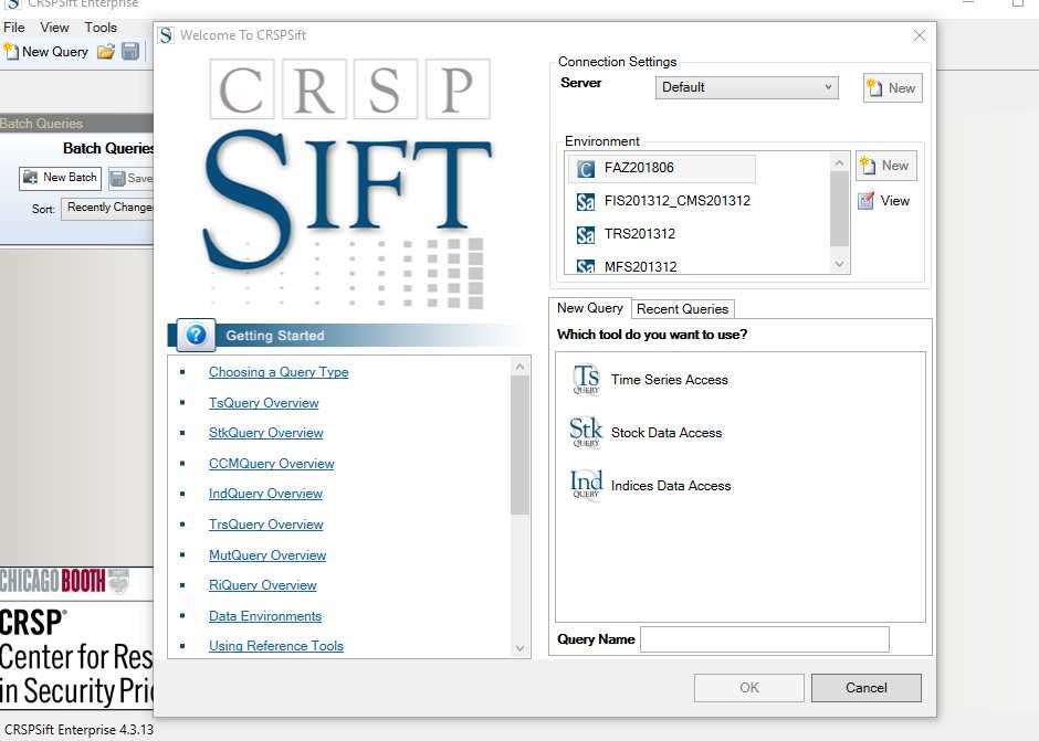 Once the installation process is complete, the client interface will appear in which both our STOCK database and other examples are listed. But only the STOCK database is enabled for download.