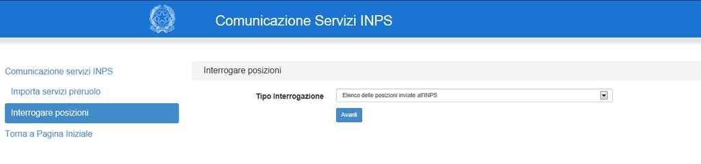 Schermo 12 Nel caso in cui la posizione sia già stata inviata all INPS il sistema prospetta in formato protetto i dati di ogni singolo periodo frazionato.