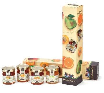 Astucci regalo per scatola: 8 o 16 The gift case contains 5 small jars with 45 g of varied tastes among: Apricot, Orange, Pear, Peach.