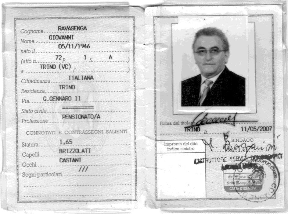 Curriculum Vitae; Giovanni Ravasenga nato a