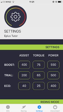 APP EPLUS TUTOR E disponibile per i vostri clienti l app Eplus Tutor per Shimano Steps 8000 al costo di 0,99 : Se la versione del motore caricata è Race, allora il ciclista può gestire direttamente