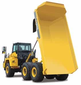 differenziali a slittamento limitato Pneumatici larghi (optional) Selezione della modalità Power Affidabilità e durata superiori Evoluzione del dumper Komatsu HM300-2, una macchina leader del mercato