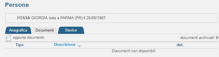 Documenti Nella sotto scheda Documenti compare l elenco dei