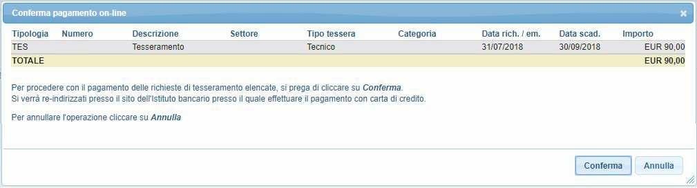 La scheda Pagamenti gestisce le operazioni che generano movimenti economici ad esempio un rinnovo tesseramento, questi vengono visualizzati nell