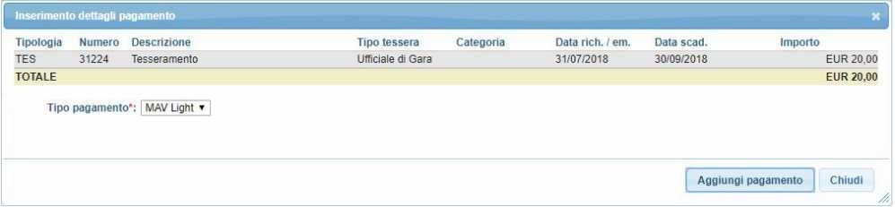 in figura selezionare il movimento specifico Modalità di pagamento ATTENZIONE: Un tipo di modalità di pagamento una volta confermata esclude l altra