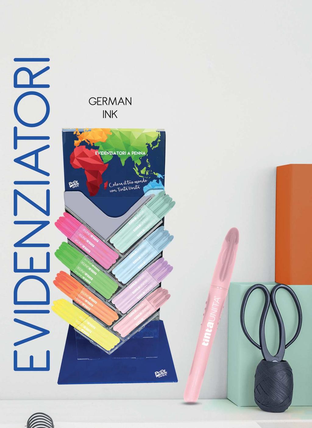 COD. 43355 EXPO EVIDENZIATORE TINTA UNITA SLIM PASTEL/FLUO Così composto: 43402 Evidenziatore TU pastel azz 24 pz 43403 Evidenziatore TU pastel rosa 12 pz 43404 Evidenziatore TU pastel verde 24 pz