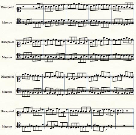 Es.4 43 Cap.8 Ultimo esempio relativo al programma di addestramento al ruolo di conseguente del canone alla Ottava dopo una minima.