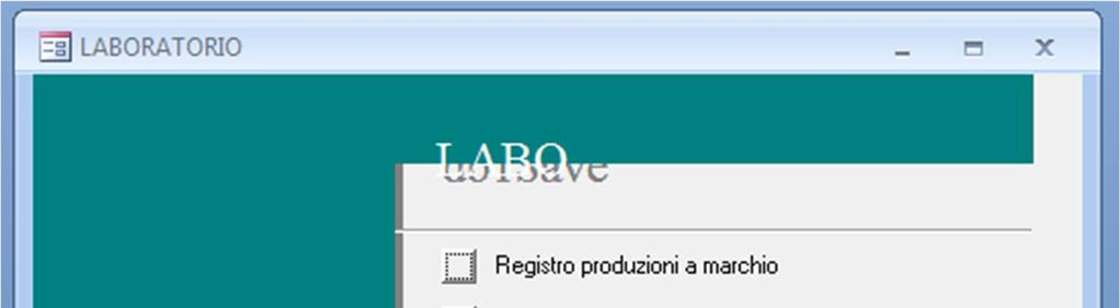 Pannello comandi LABORATORIO Dal pannello comandi LABORATORIO si avviano tutte le funzioni per la gestione delle prove di laboratorio Registro produzioni a marchio o Consente di rintracciare
