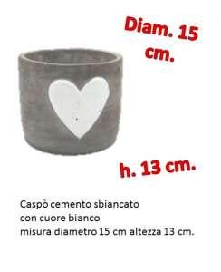 cemento sbiancato con cuore bianco diametro 15cm