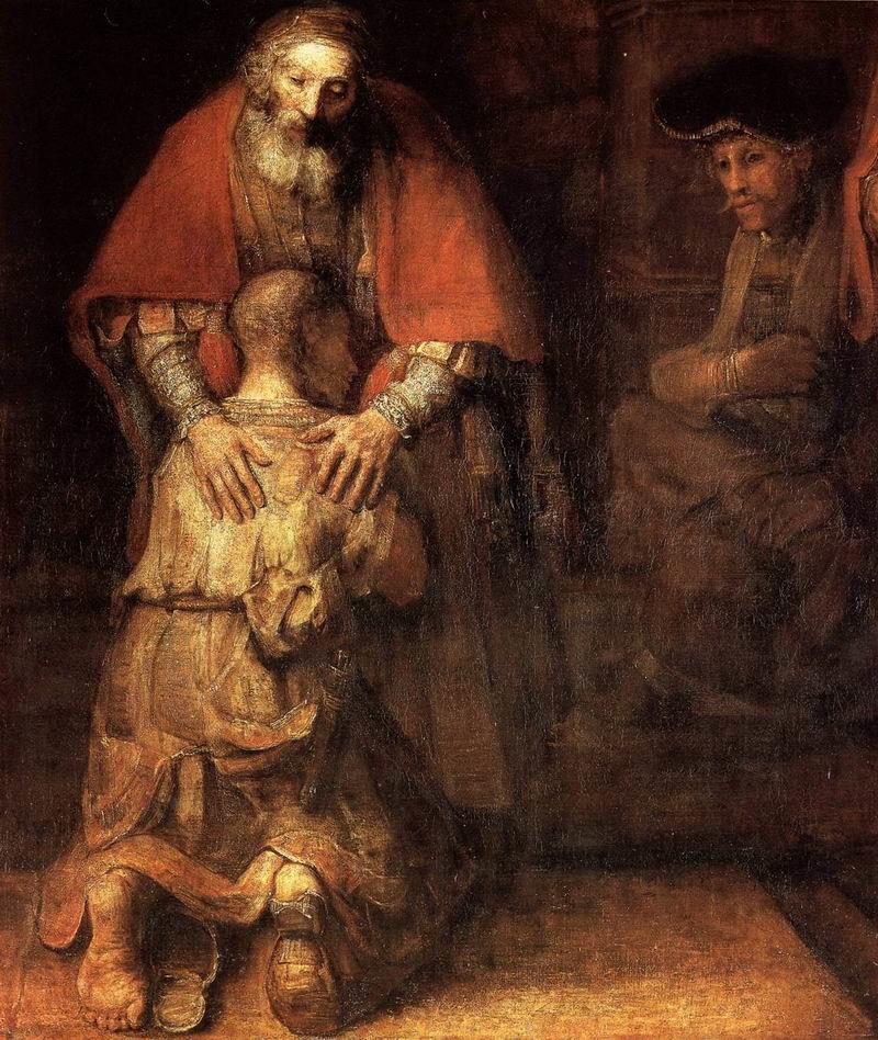 IL RITORNO DEL FIGLIO PRODIGO DI REMBRANDT: immagine e descrizione L opera pittorica di Rembrandt rappresenta due personaggi della vicenda della parabola del Figliol prodigo.