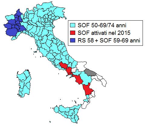 Italia Soggetti 50-69enni: 15 856 462 Programmi attivi: 124 Proporzione di popolazione