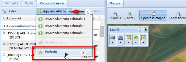 Figura 23 Aggiungi Utilizzo: Preferiti 3) Si accede alla maschera di elenco dei codici coltura.