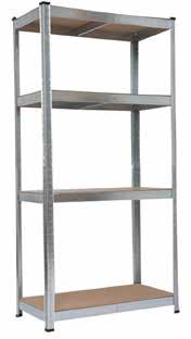 antiscivolo, Made in Italy 4 gradini 28,50-30% 5 gradini 32,90-24% SCAFFALATURA AD INCASTRO cm 80 x 40 x H 160, 4 ripiani, struttura in acciaio galvanizzato, ripiani rinforzati in MDF e regolabili,